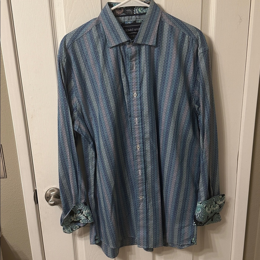 Elegant Blue Striped Dress Shirt